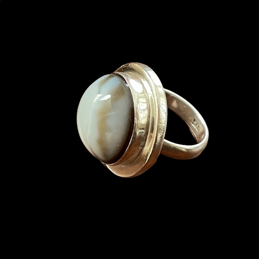 Solid Sterling Silver Agate Size 7.0 Ring - image 3
